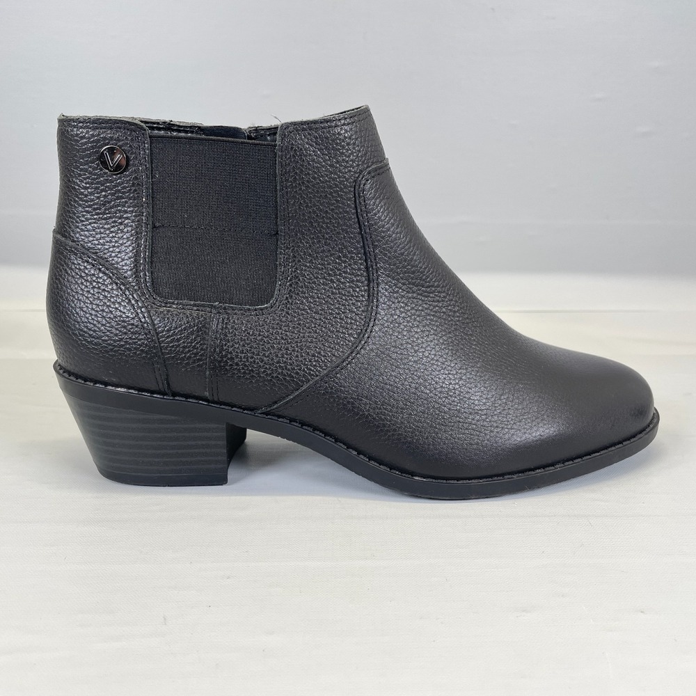 Vionic Finn Ankle Boots Womens Size 8 Black Leather Orthotic Comfort Zip Up Shoe